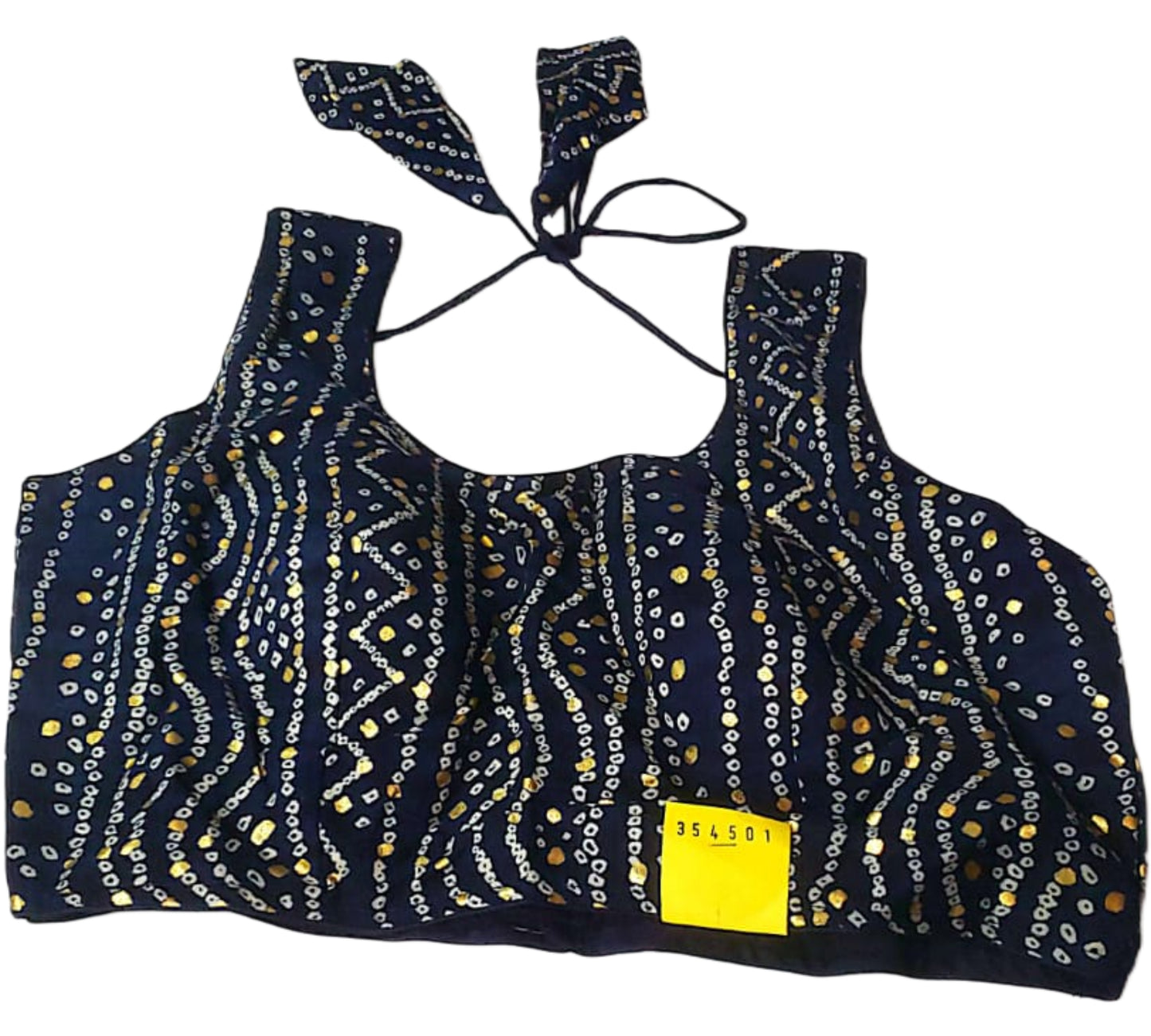 Bandhani Print Sleeveless Blouse with Modern Design