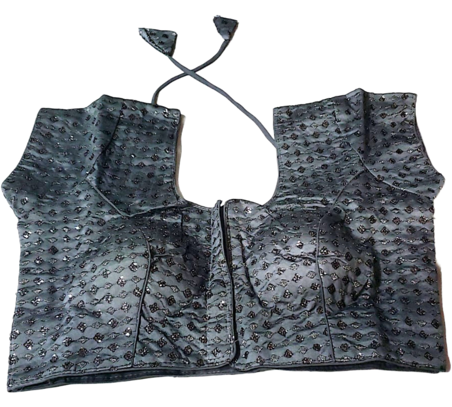 Elegant Embroidered and Sequined Grey Blouse