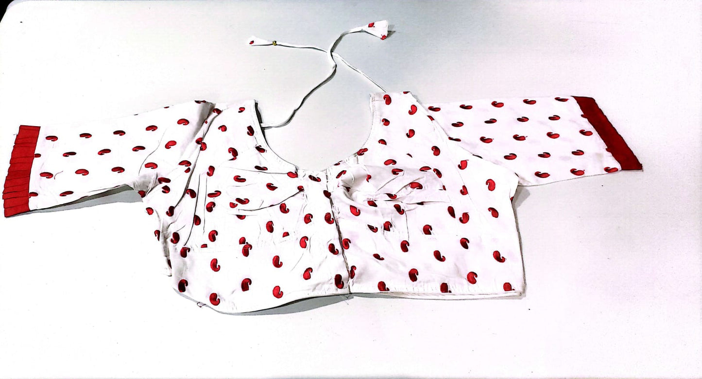 Charming Red Polka Dot White Blouse