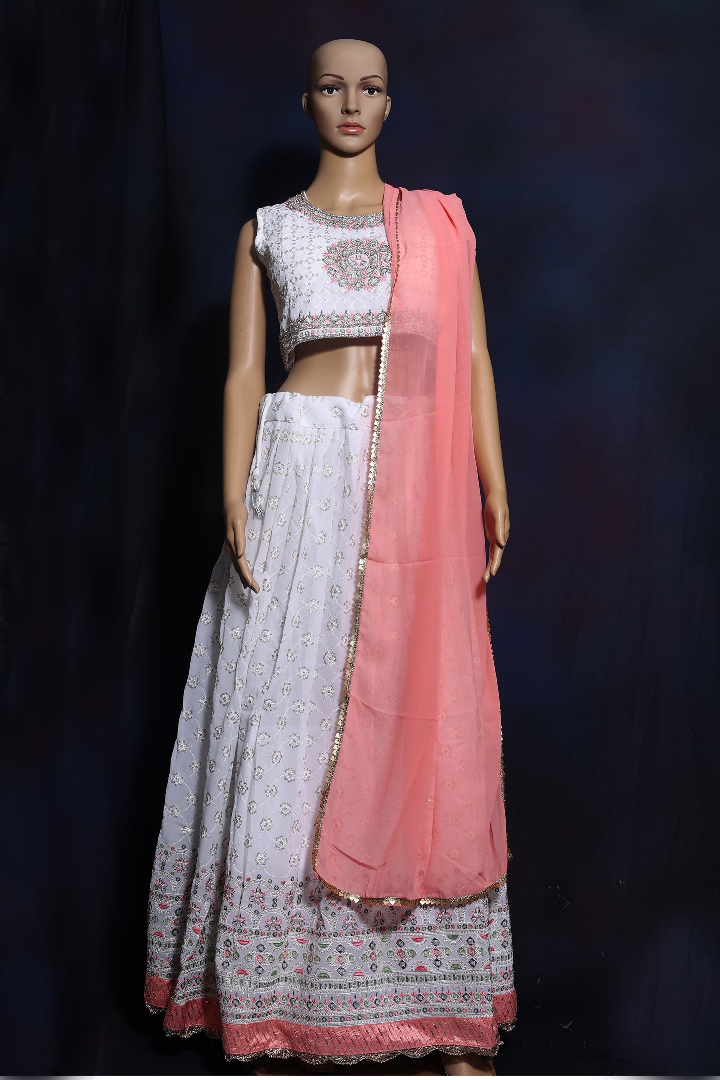 Delicate Snowfall Georgette Lehenga