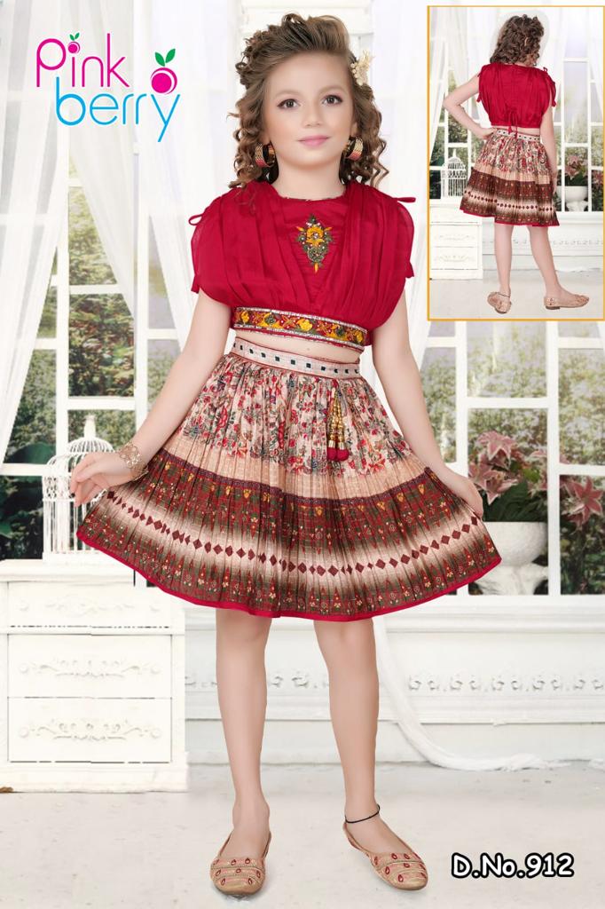 Sleek Red Top and Diamond Pattern Skirt for Girls
