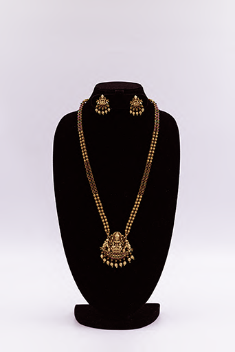 Golden Beaded Lakshmi Necklace Set