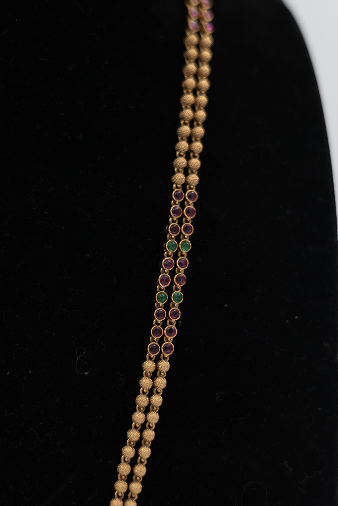 Golden Beaded Lakshmi Necklace Set
