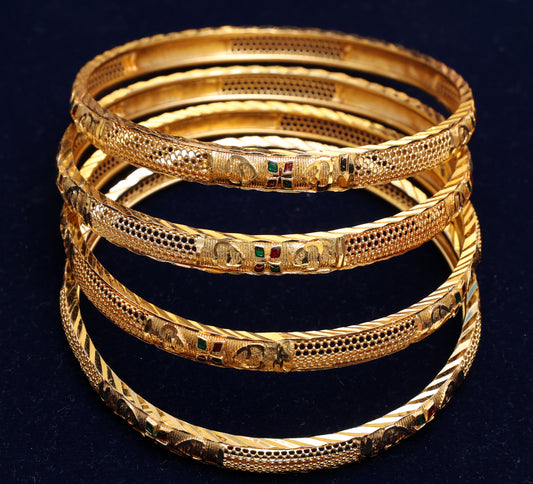 Understated Floral and Geometric Bangles Set