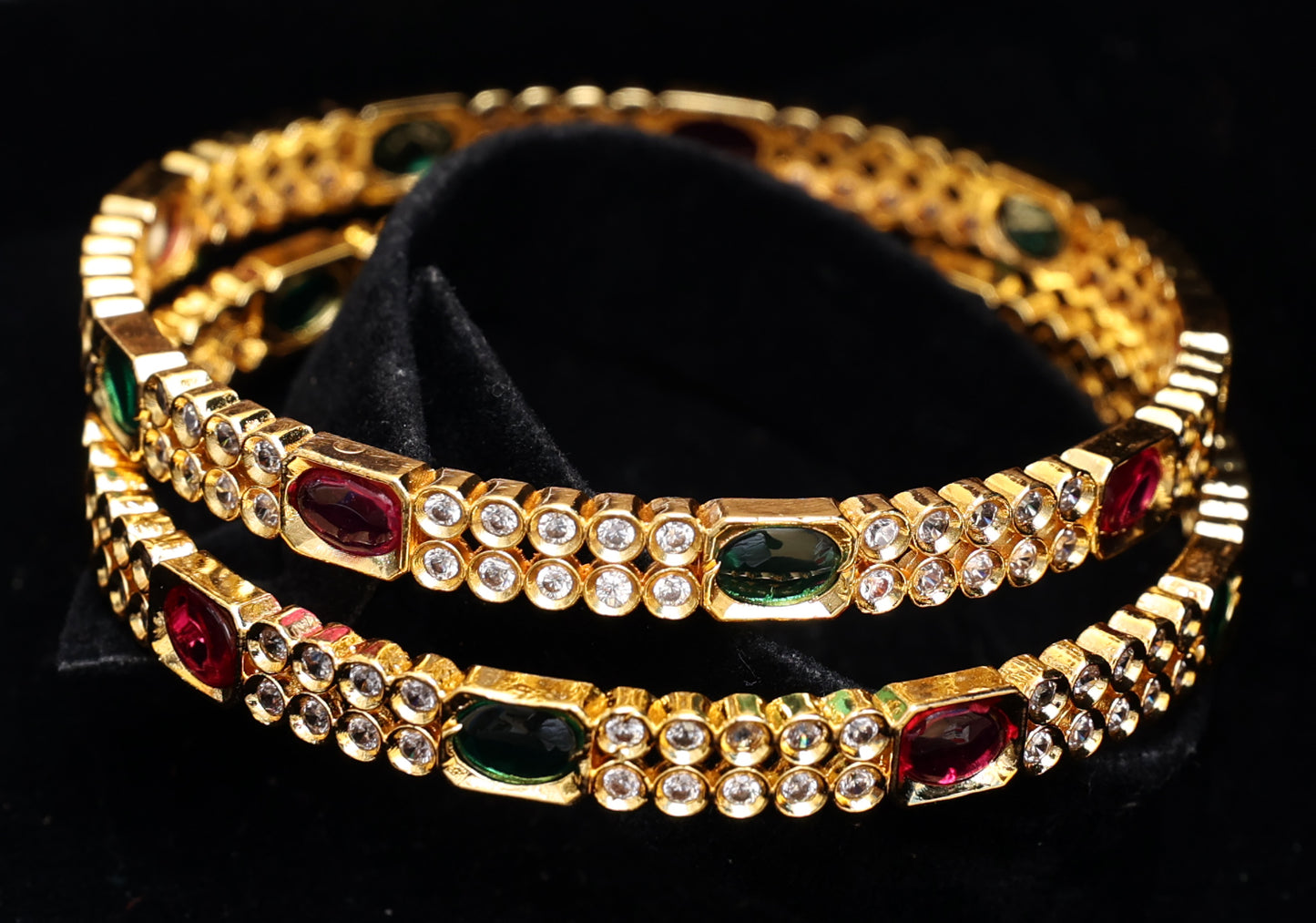 Marvellous Stone Studded Gold Bangle Set