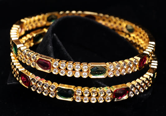 Marvellous Stone Studded Gold Bangle Set