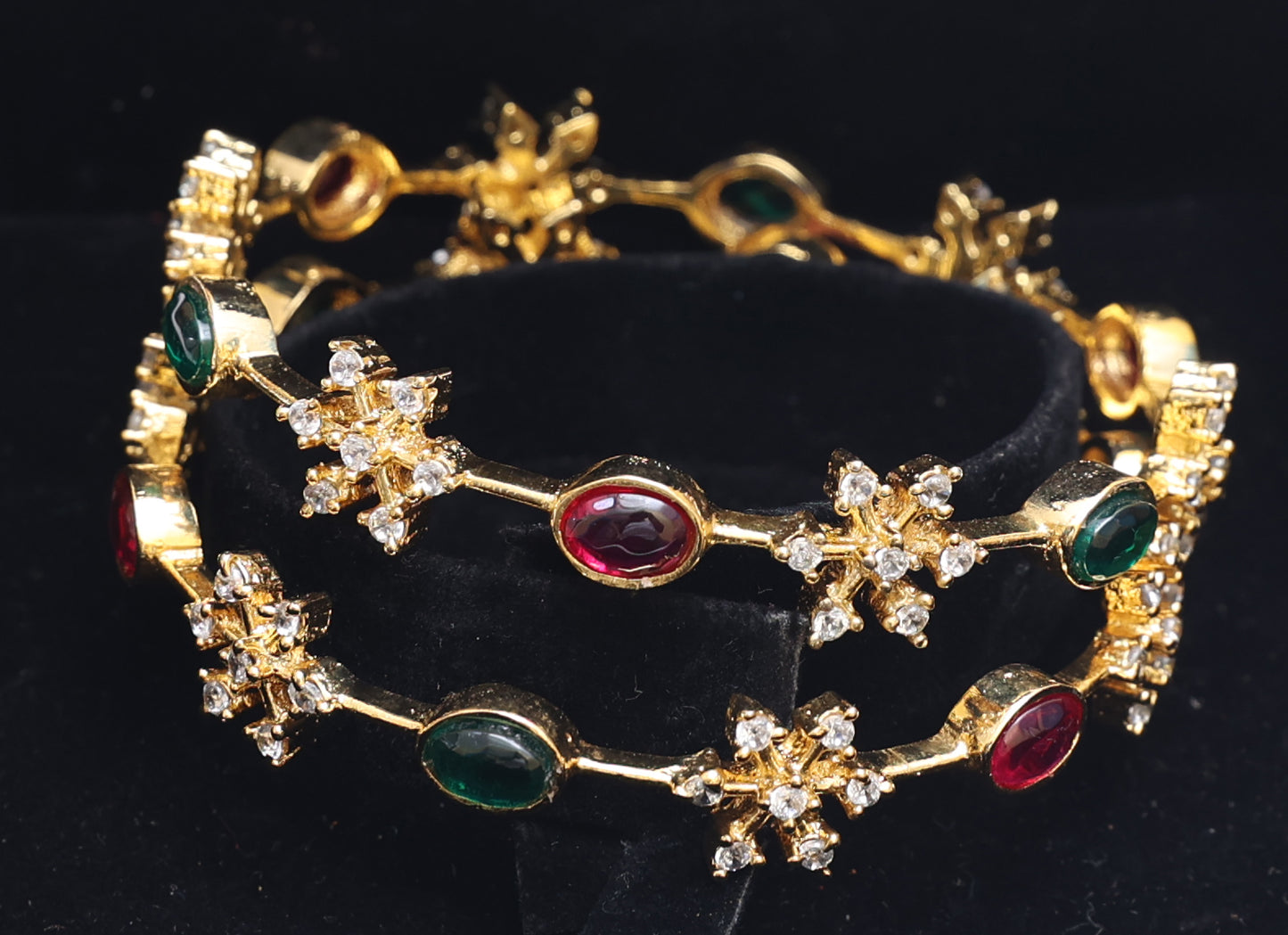 Blazing Gold Stone Studded Bangles Set