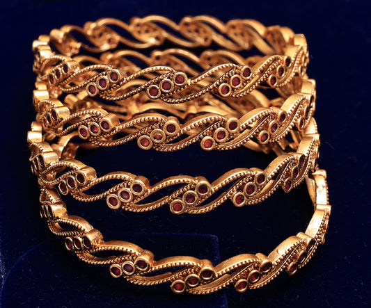 Ethnic Motif Stone Studded Bangles Set