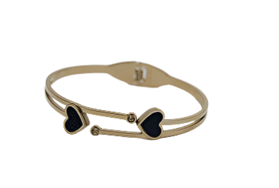 Chic Dual Heart Gold-Toned Bracelet