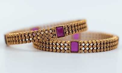 Luminous Floral Filigree Gold-Toned Bangles Set