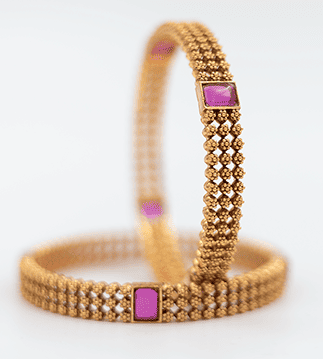 Luminous Floral Filigree Gold-Toned Bangles Set