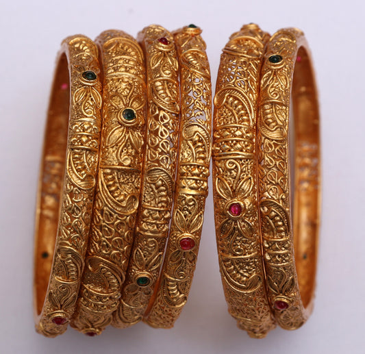 Magnificent Filigree Work Gold Bangles Set
