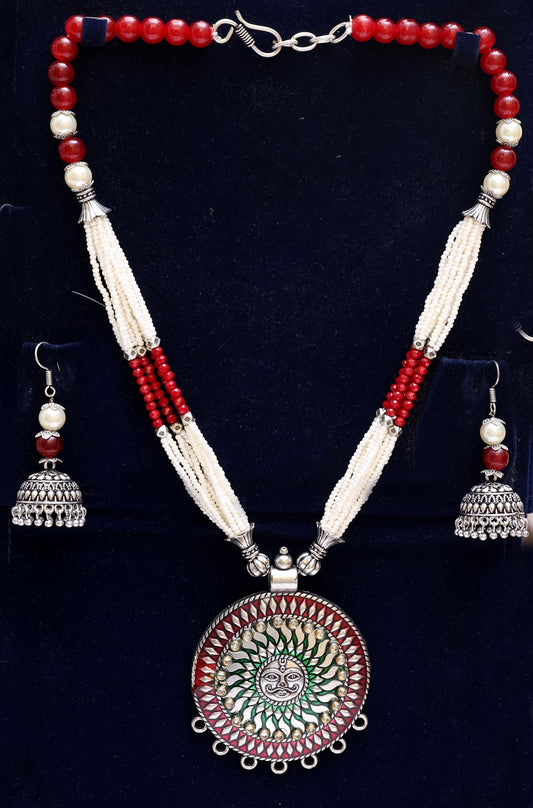Blazing Sunburst Ethnic Necklace Set