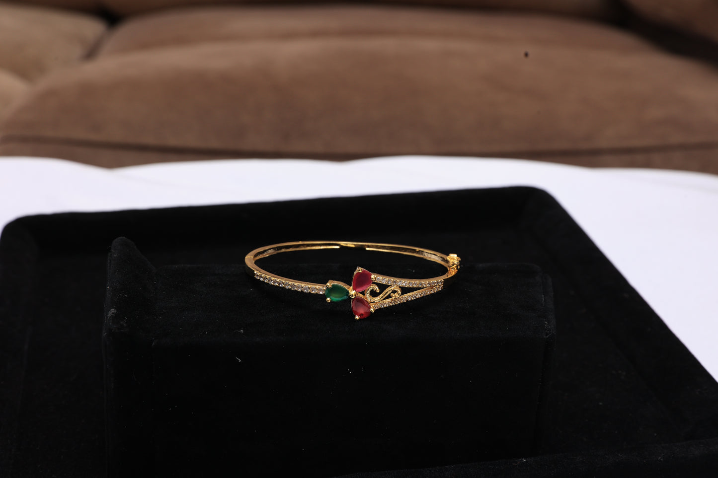 Floral Stone Studded Bangle Bracelet
