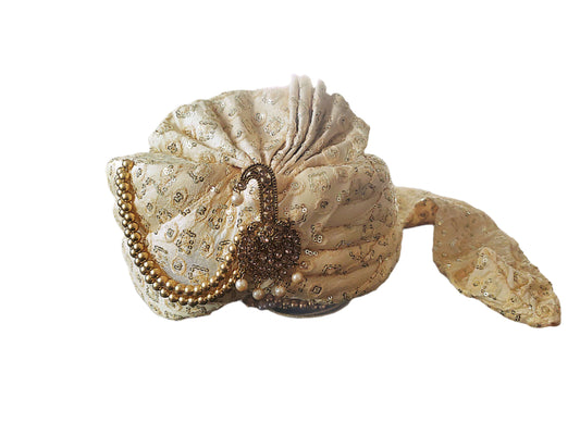 Regal Embroidered Ivory Wedding Turban