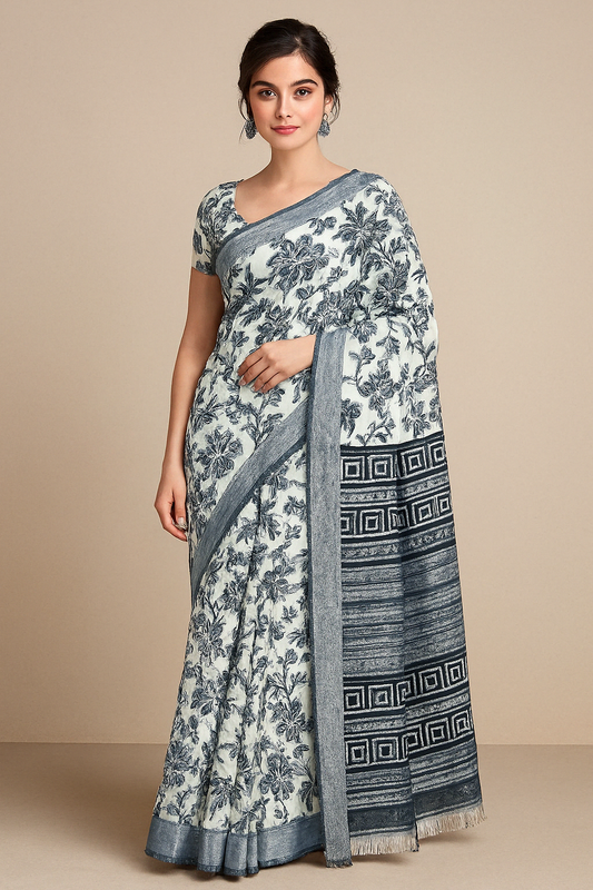 Elegance Grey Pre Draped Saree