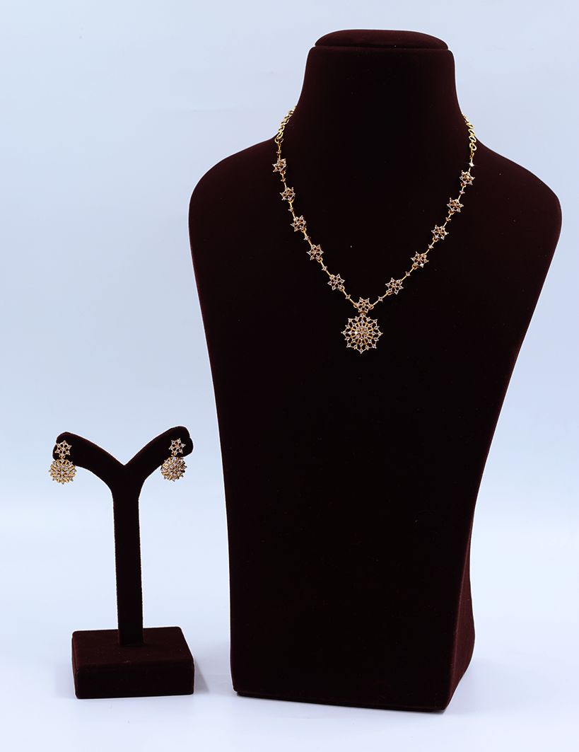 Sparkling Floral Pendant Necklace Set
