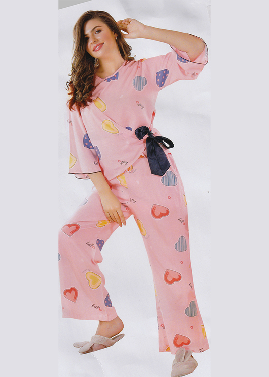 Pink Hearts Night Suit