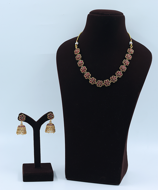 Alluring Floral Stone Necklace Set
