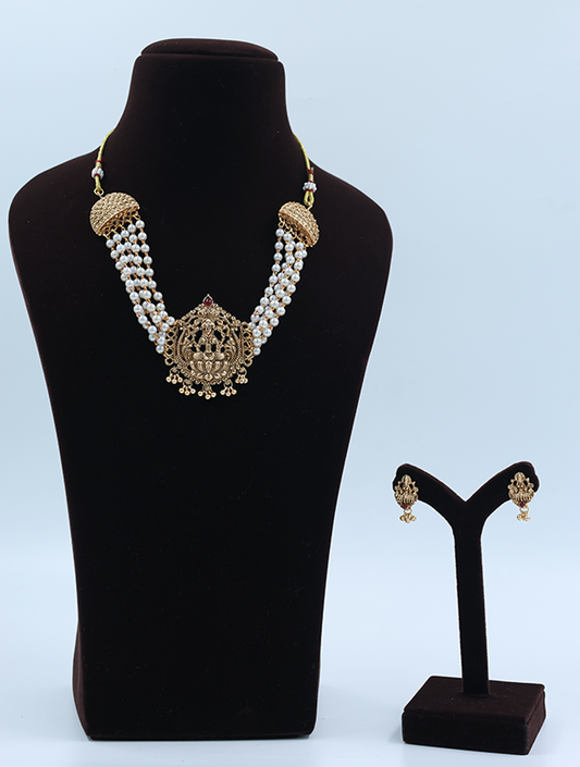 Antique Pearl Temple Necklace Set