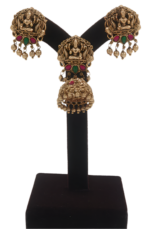 Lakshmi Temple Jhumka Earrings Set