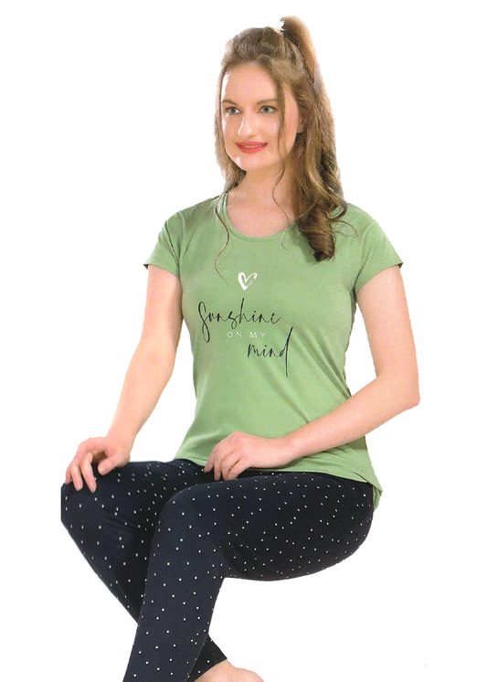 Sunshine Green And Black Night Dress set