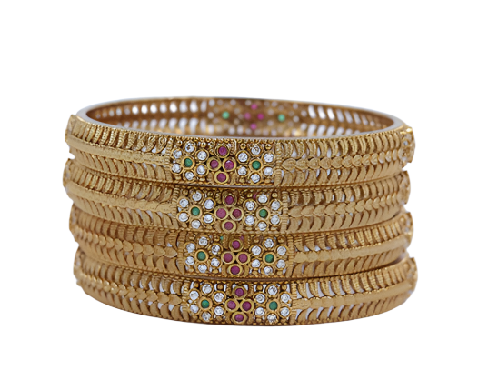 Royal Bloom Gold Coated Bangle Set