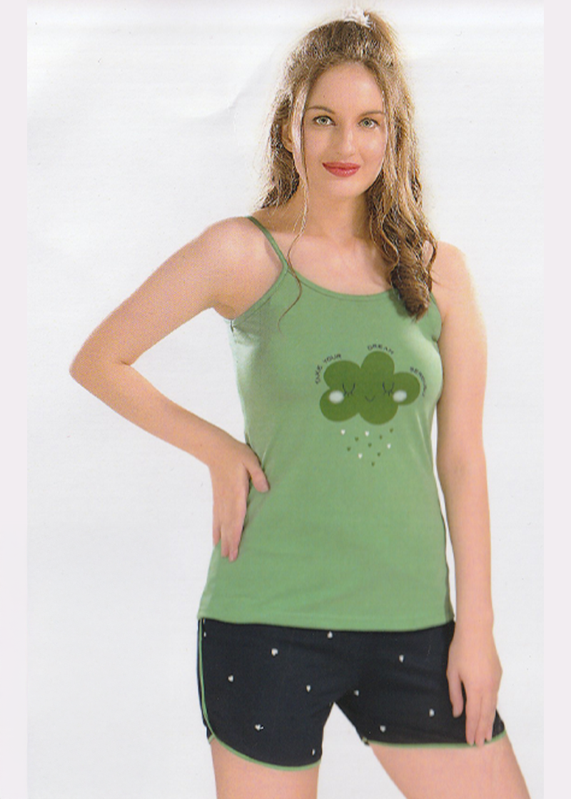 Sunshine Green And Black Night Dress set