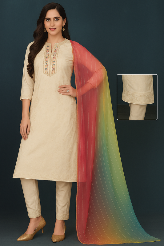 Entrancing Cream Kurta Set