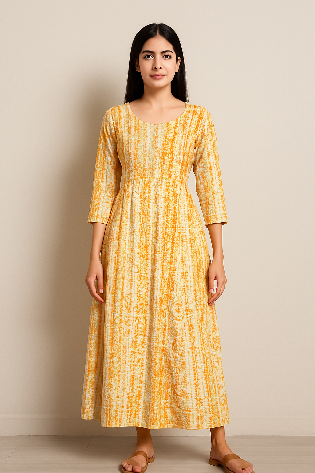 Graceful Tie Dye Geometric Print Ethnic Dress