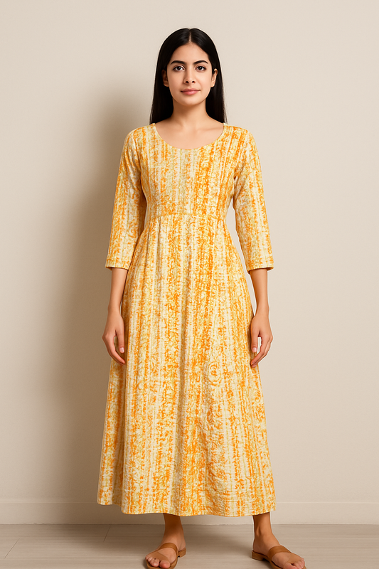 Graceful Tie Dye Geometric Print Ethnic Dress