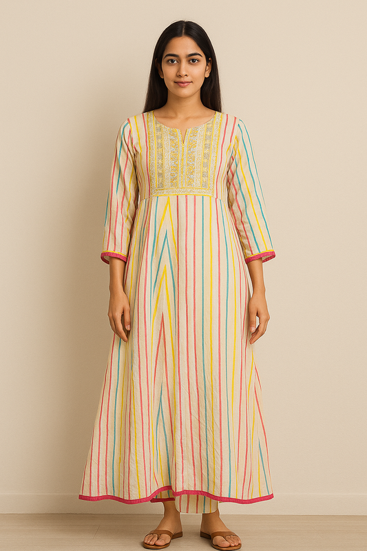 Glamorous Multicolour Striped Long Dress