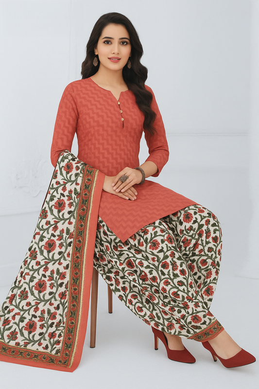 Mesmerizing Coral Kurta Set