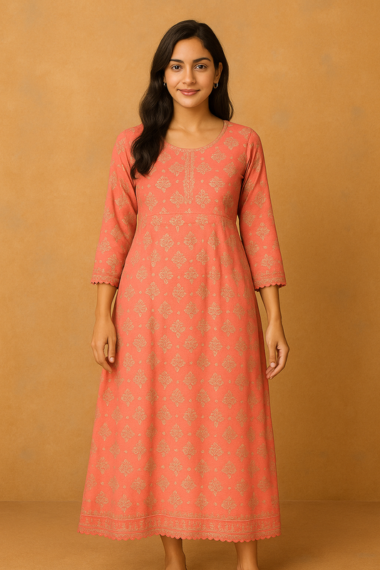 Bewitching Floral Printed Pink Maxi Dress