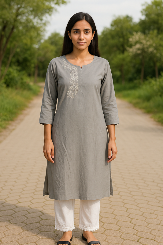 Hypnotic Grey Embroidered Kurta Set