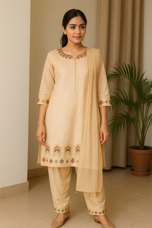 Delightful Embroidered Ethnic Kurta Set