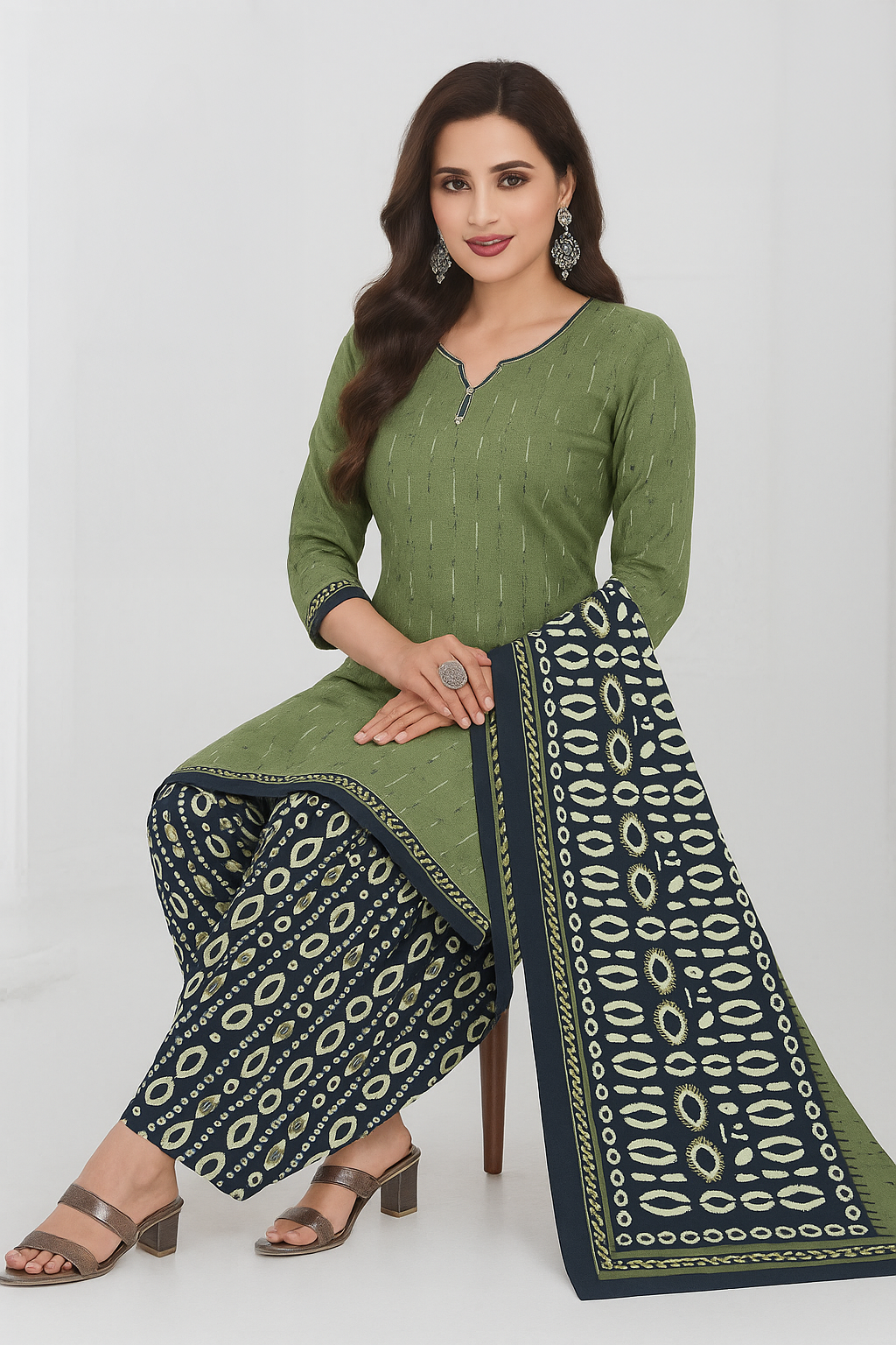 Graceful Olive Green Kurta Set