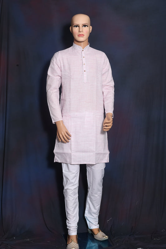 Mens Luxurious Light Pink Solid Kurta