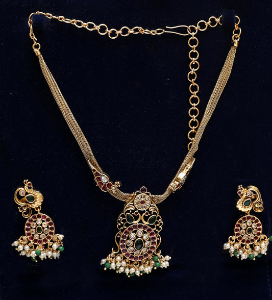 Peacock Motif Necklace Set