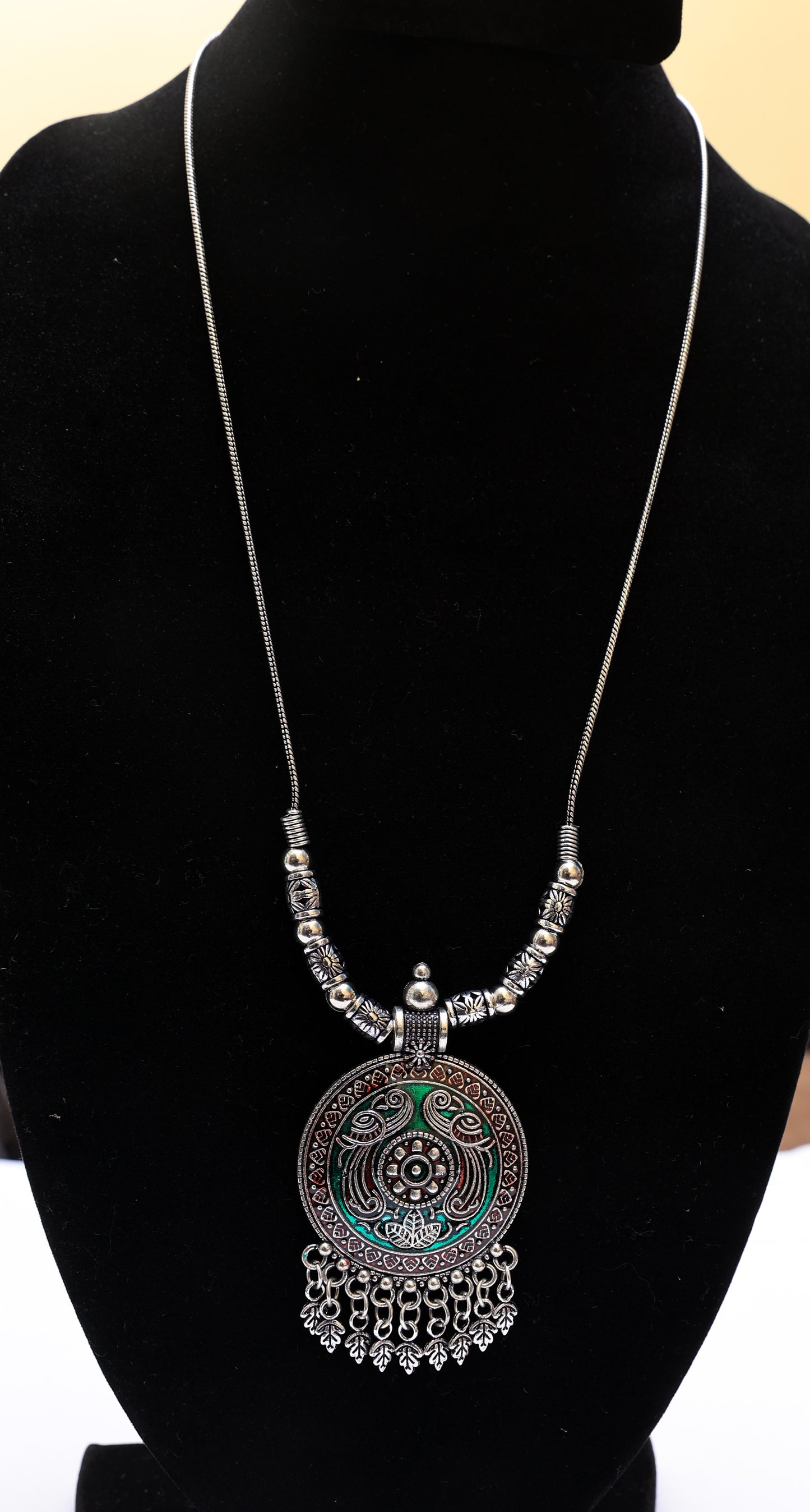 Majestic Ethnic Silver Pendant Necklace
