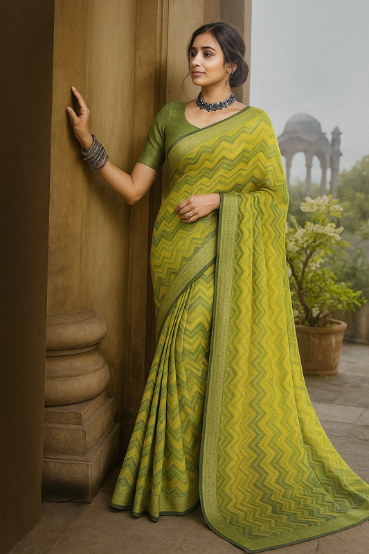 Lustrous Green Pre Draped Saree