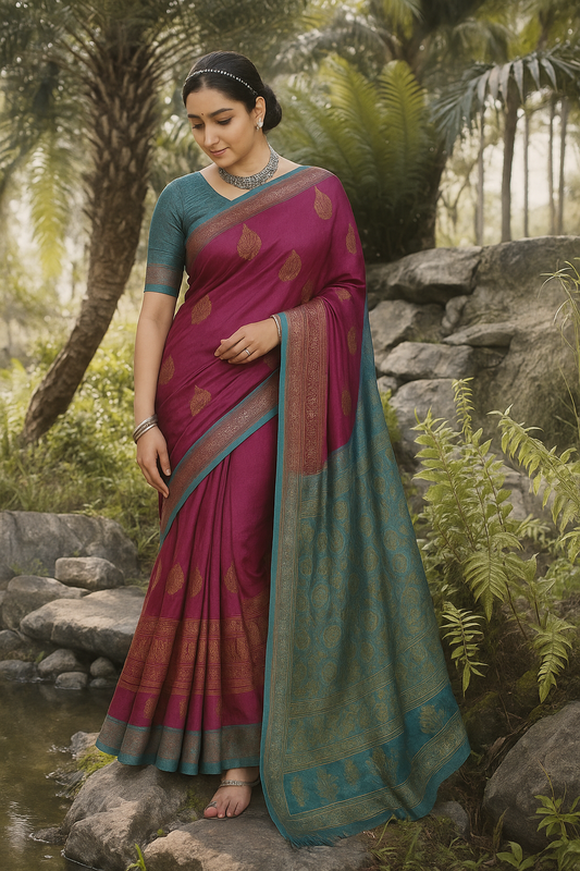 Luminous Magenta Pre Draped Saree