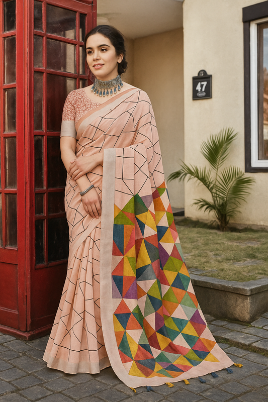 Tranquil Orange Pre Draped Saree