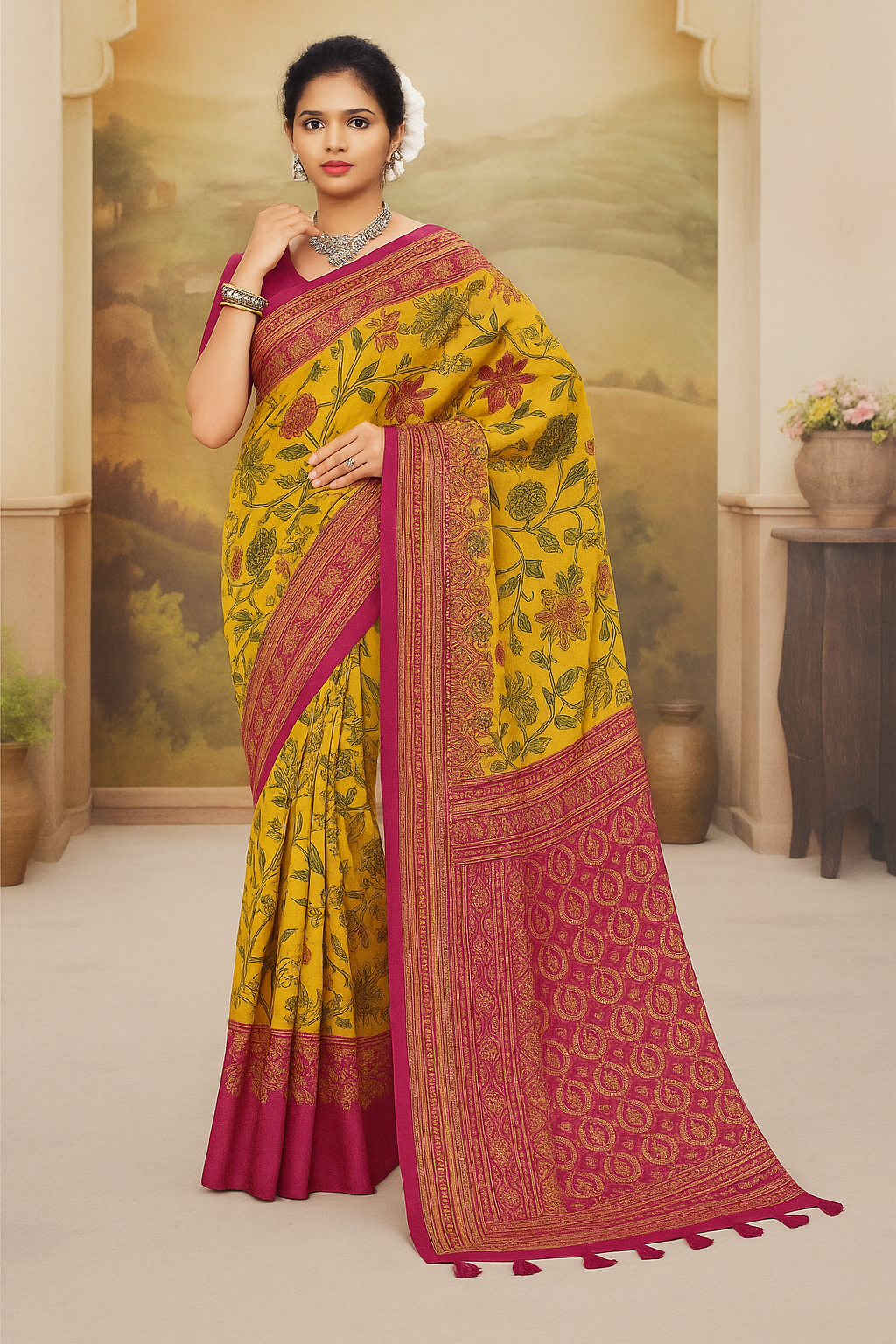 Buttery Yellow Pre Draped Saree