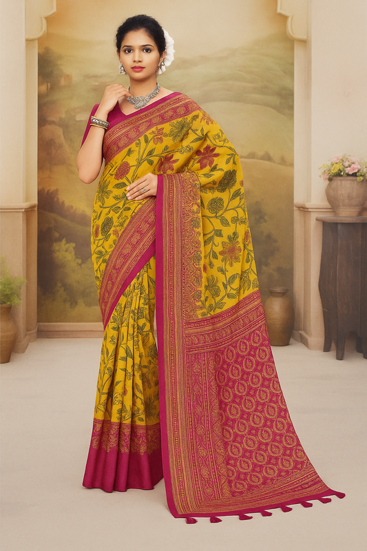 Buttery Yellow Pre Draped Saree