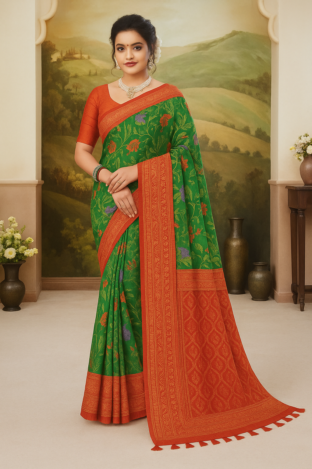 Emerald Green Pre Draped Saree