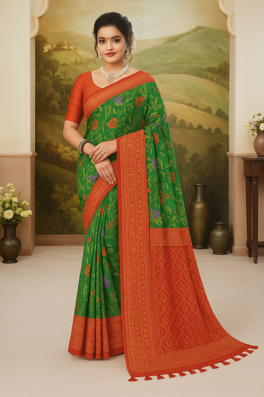 Emerald Green Pre Draped Saree