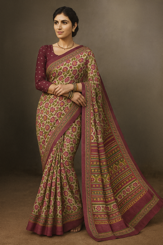 Graceful Beige Pre Draped Saree
