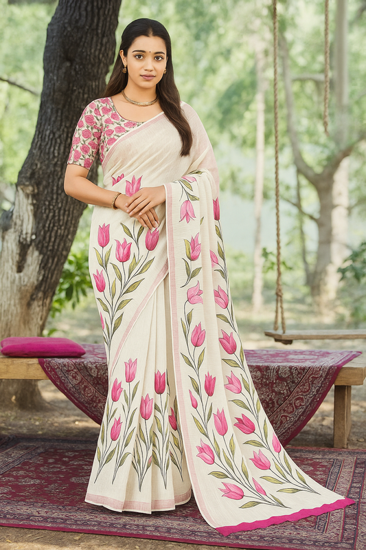Ivory Bliss Pre Draped Saree