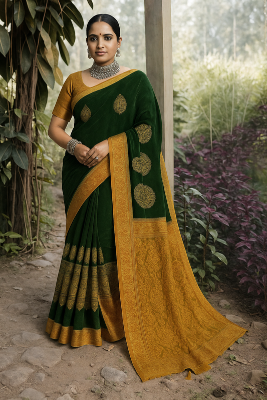 Youthful Green Pre Draped Saree